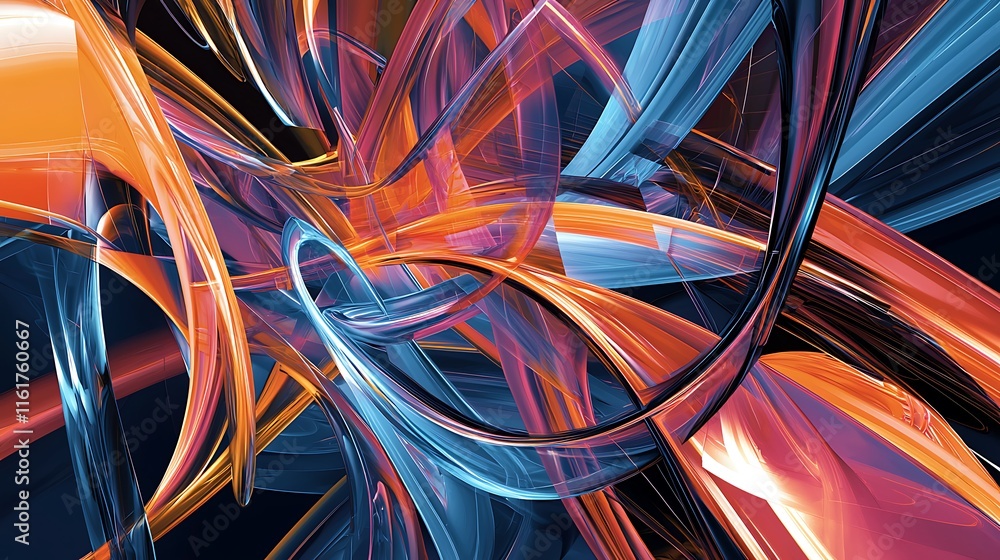 A colorful abstract painting with a lot of curves and swirls A colorful abstract painting with a lot of curves and swirls