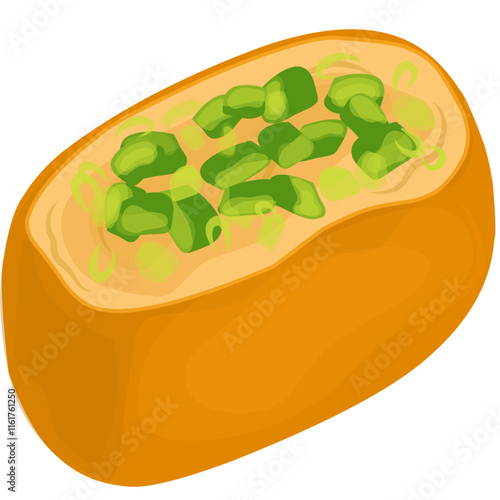 Illustration of meatball tofu with leek