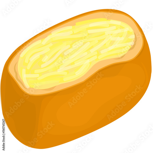 Illustration of meatball tofu with cheese