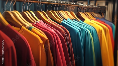 Wallpaper Mural Stylish clothing racks in a boutique store with colorful garments hanging ready for shopping and fashion display Torontodigital.ca