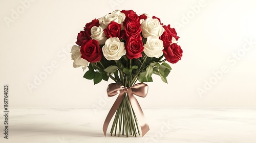 Elegant Bouquet of Red and White Roses photo