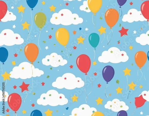 cartoon balloons in the sky