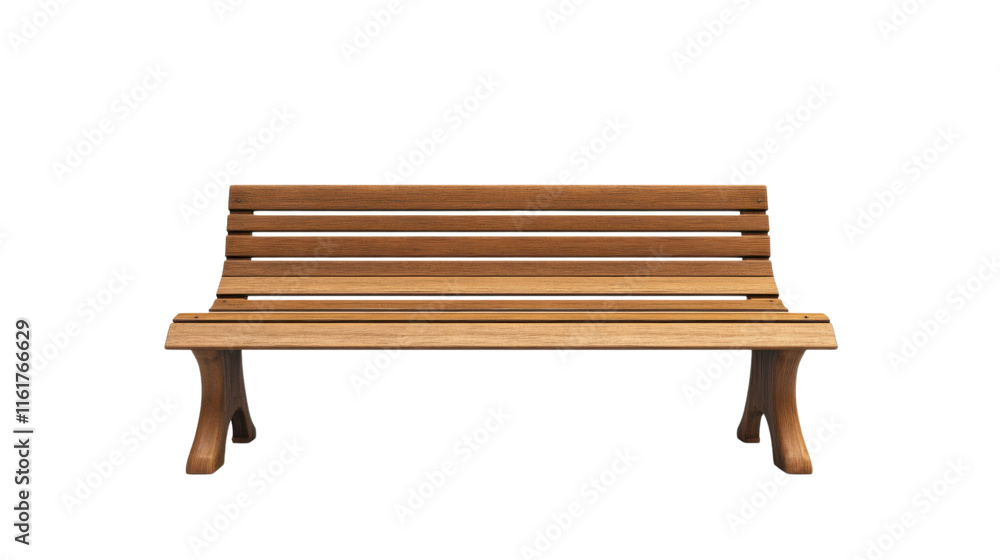 Wooden park bench, transparent background Wooden park bench, transparent background