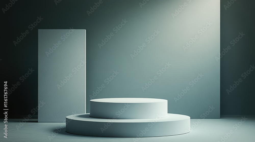 Minimalist Two Tiered Display Platform With Background Wall Minimalist Two Tiered Display Platform With Background Wall