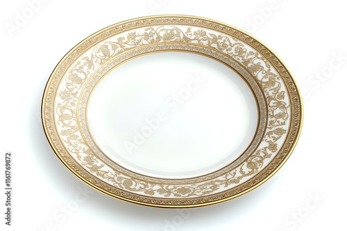 Elegant Gold-rimmed Porcelain Plate photo