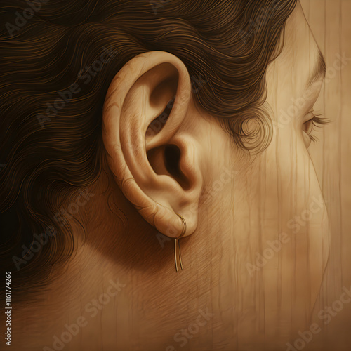 Close-up Shot of Human Ear Depicting The Act Of Listening And Perception Of Sound photo