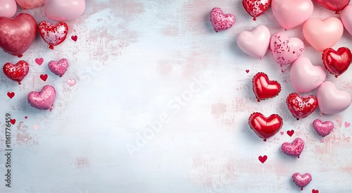 Valentine's day hearts ballons with copyspace, saint valentine and love background concept, blank space, hd