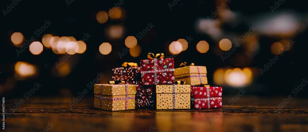 Festive Gift Boxes Christmas Presents Holiday Season Winter Celebration Festive Gift Boxes Christmas Presents Holiday Season Winter Celebration