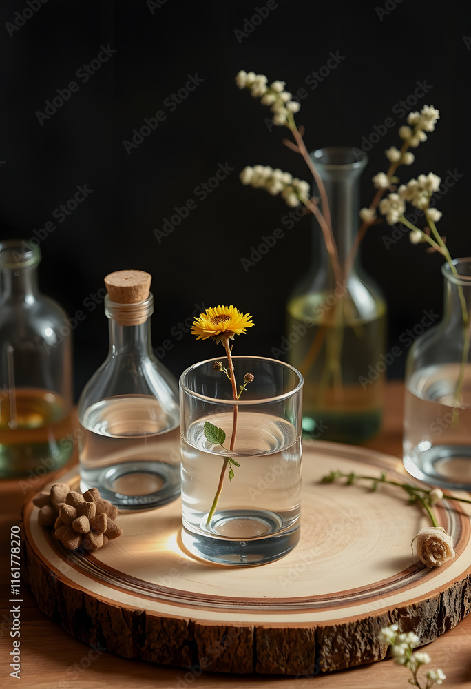 Natural organic botany and scientific glassware, simple style, with white tones Natural organic botany and scientific glassware, simple style, with white tones