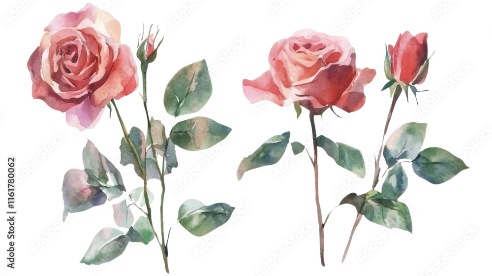 Fototapeta premium Rose arrangement, transparent background