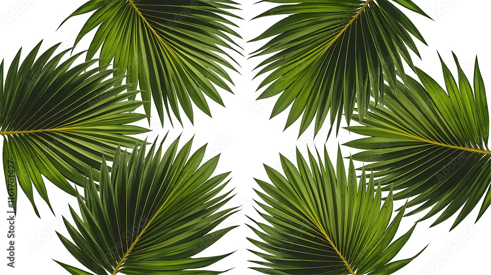 Obraz premium Close-Up of Monstera Deliciosa Leaves in Fan-Like Arrangement on transparent background