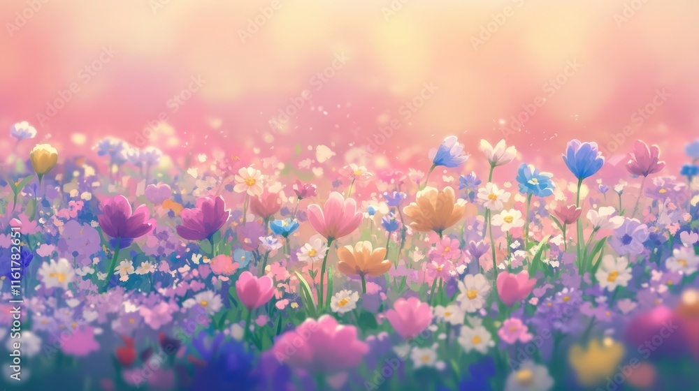Fototapeta premium Wildflower Landscape with a Natural Backdrop