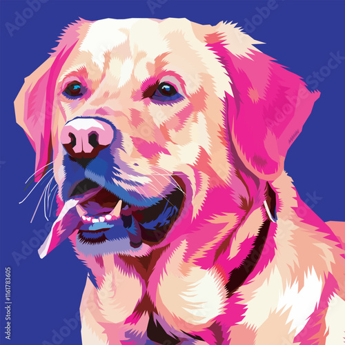 colorful golden retriever dog on pop art style. vector illustration.