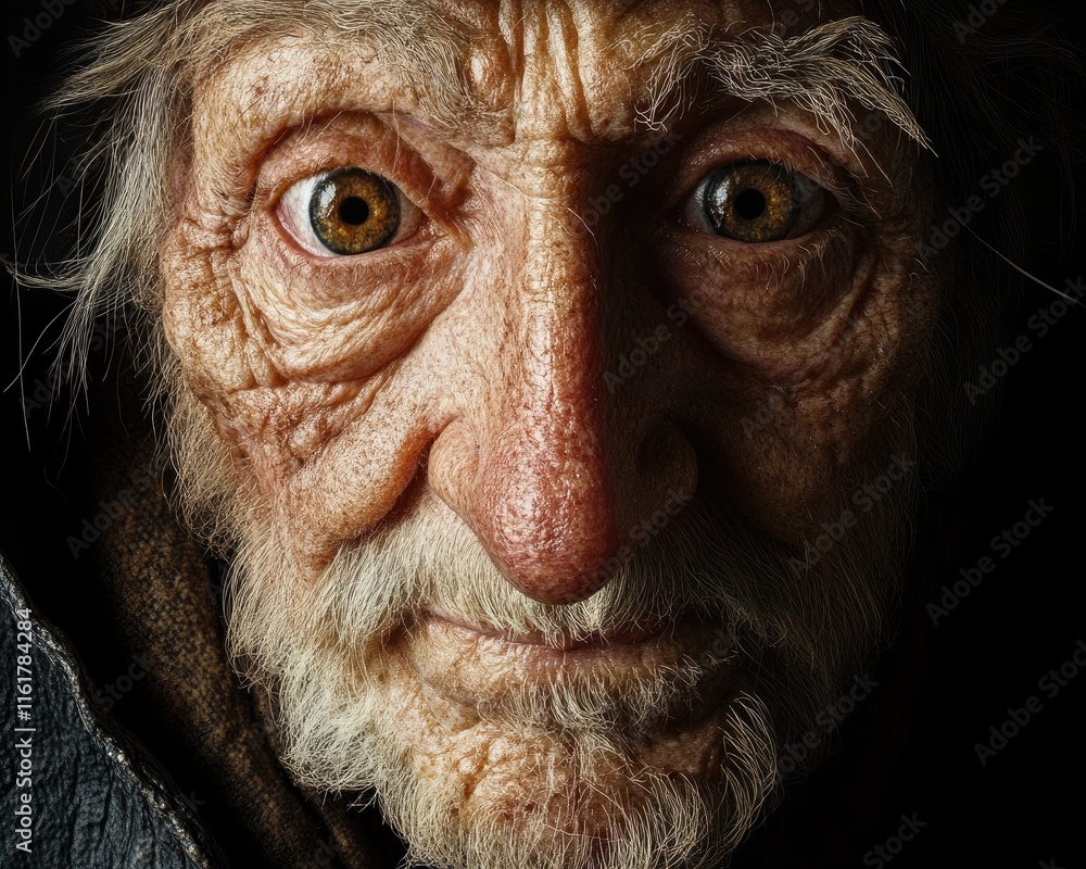 A close-up portrait of an elderly man with deep wrinkles and expressive eyes. A close-up portrait of an elderly man with deep wrinkles and expressive eyes.