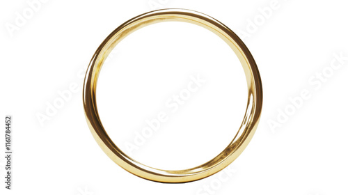 Vintage golden circular photo frame, transparent background