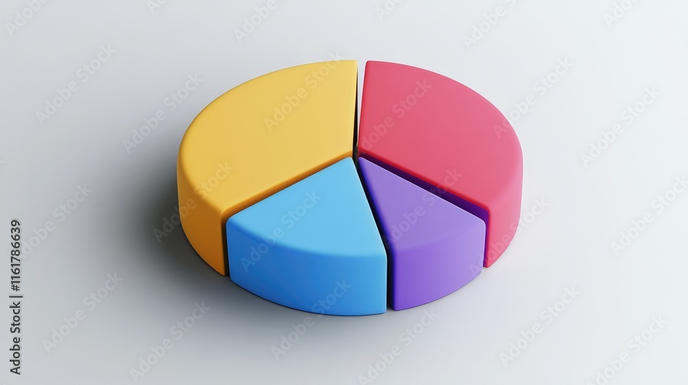 Obraz premium Colorful 3D Pie Chart Displaying Data Analysis and Visualization