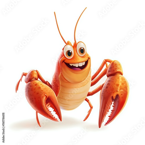 Cheerful Cartoon Crayfish photo