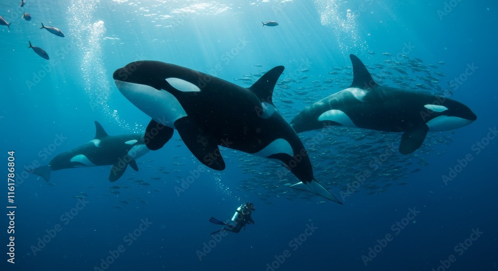 Fototapeta premium Majestic Killer Whale in Nature, beautiful whale in water