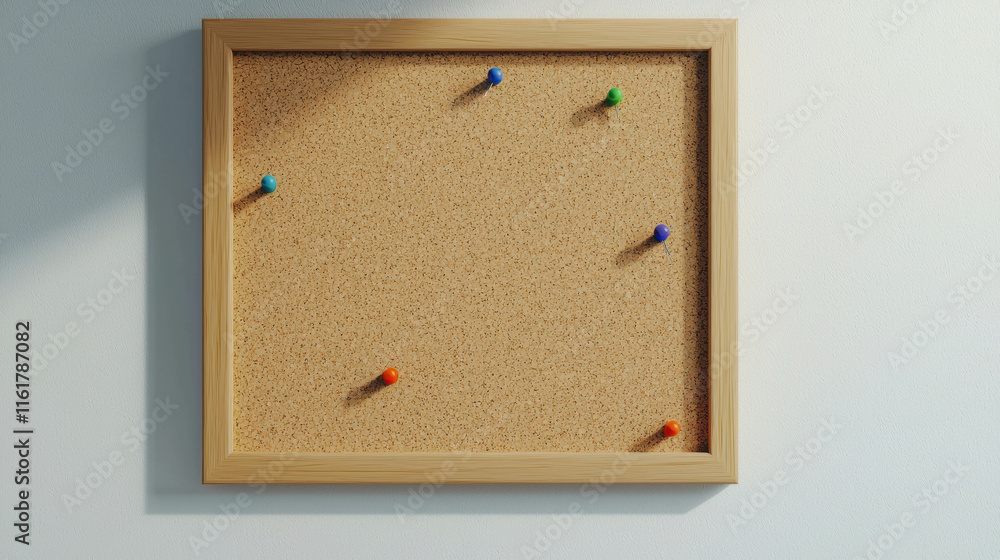 Fototapeta premium Large Blank Notice Board Mounted on White Wall for Organizational Purposes