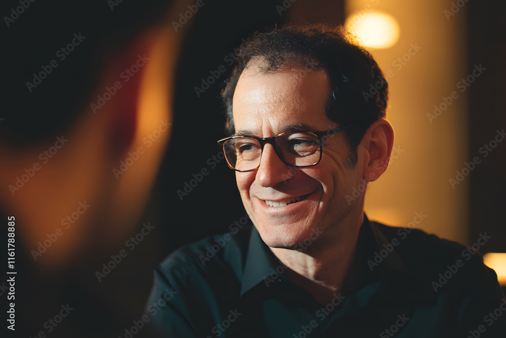 Obraz premium portrait of a man with glasses and smiling.