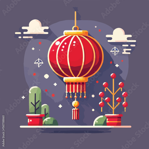 Chinese traditional lanterns. Vector illustration
