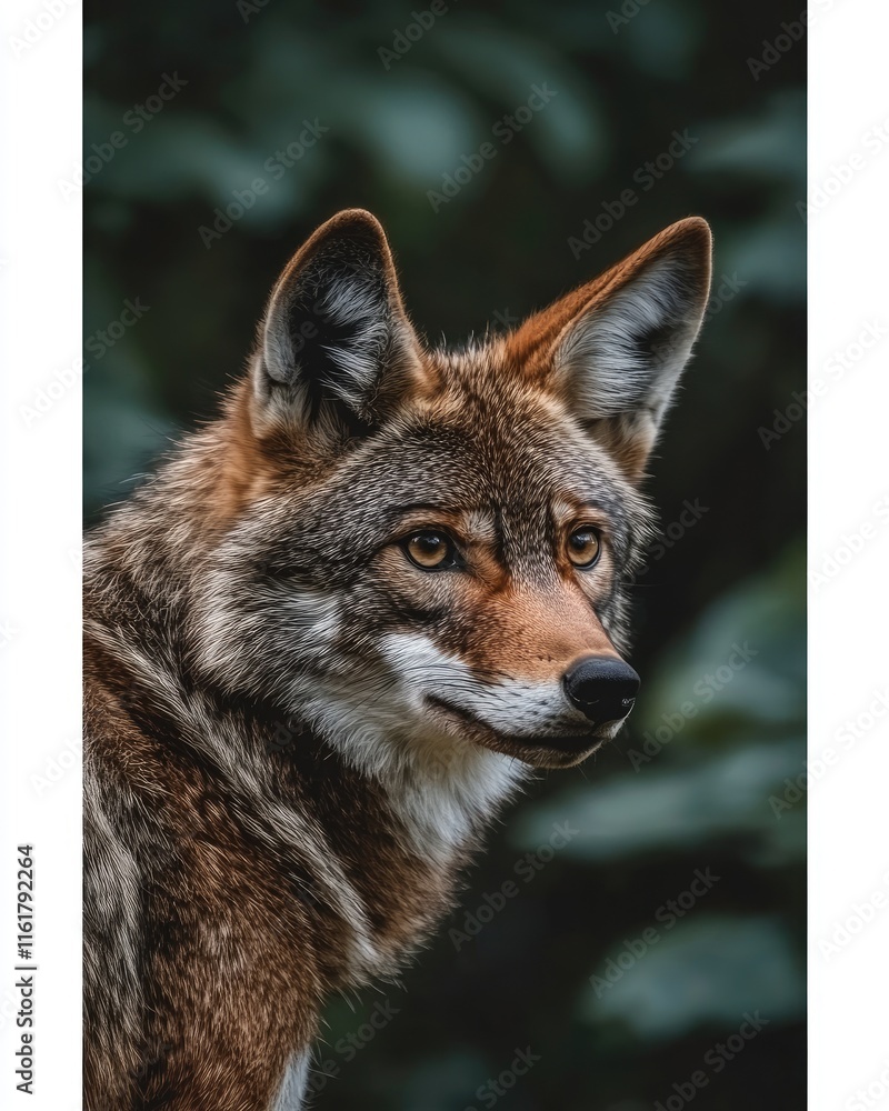 Fototapeta premium A close-up of a coyote showcasing its sharp features and natural habitat.