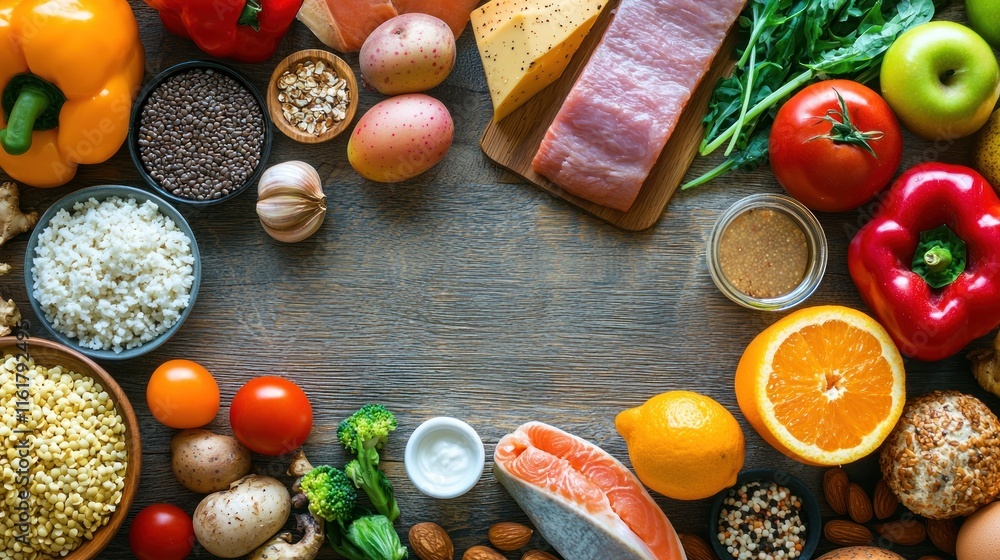 A food guide showing proper portion sizes and balanced meal options, focusing on nutrition and healthy choices. A food guide showing proper portion sizes and balanced meal options, focusing on nutrition and healthy choices.