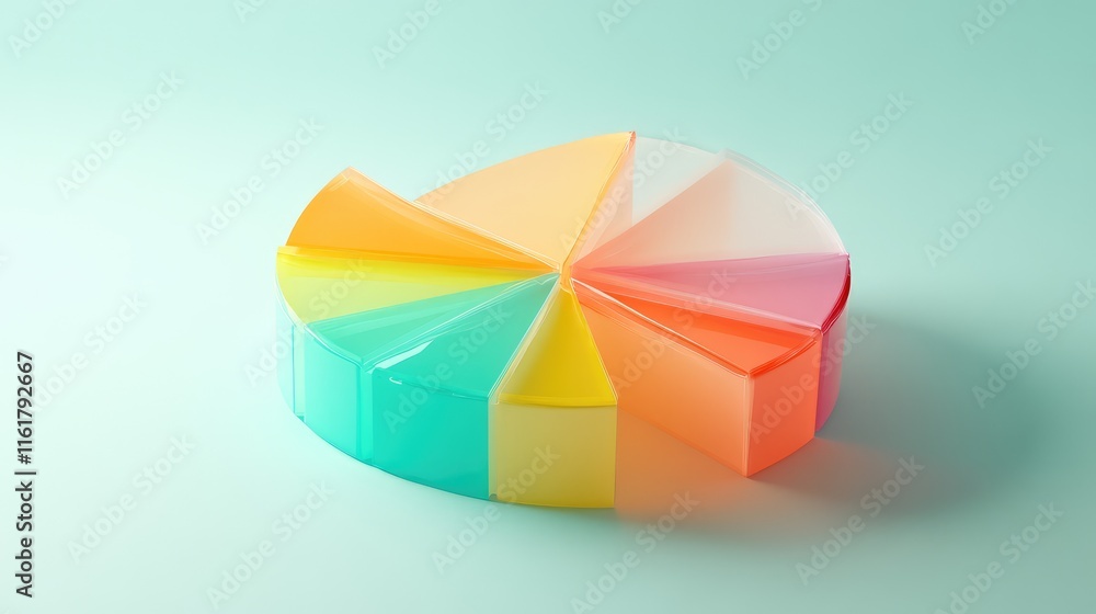 Fototapeta premium Colorful geometric pie chart on a soft pastel background