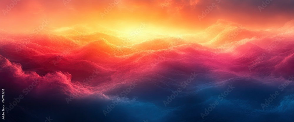 Fototapeta premium Vibrant Sunset over Dreamlike Cloud Mountains