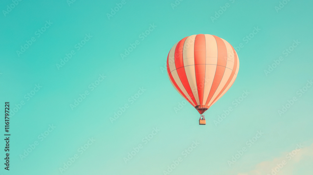 Obraz premium Experience the thrill of hot air ballooning over serene landscapes at sunrise aerial adventure calm atmosphere