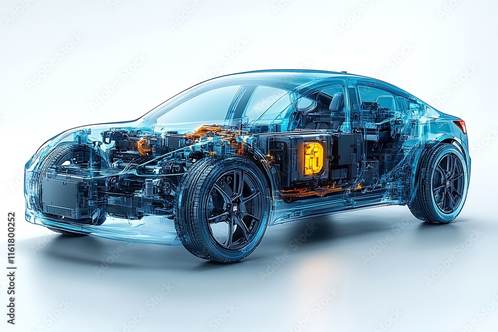Transparent Electric Car Showing Internal Components Transparent Electric Car Showing Internal Components