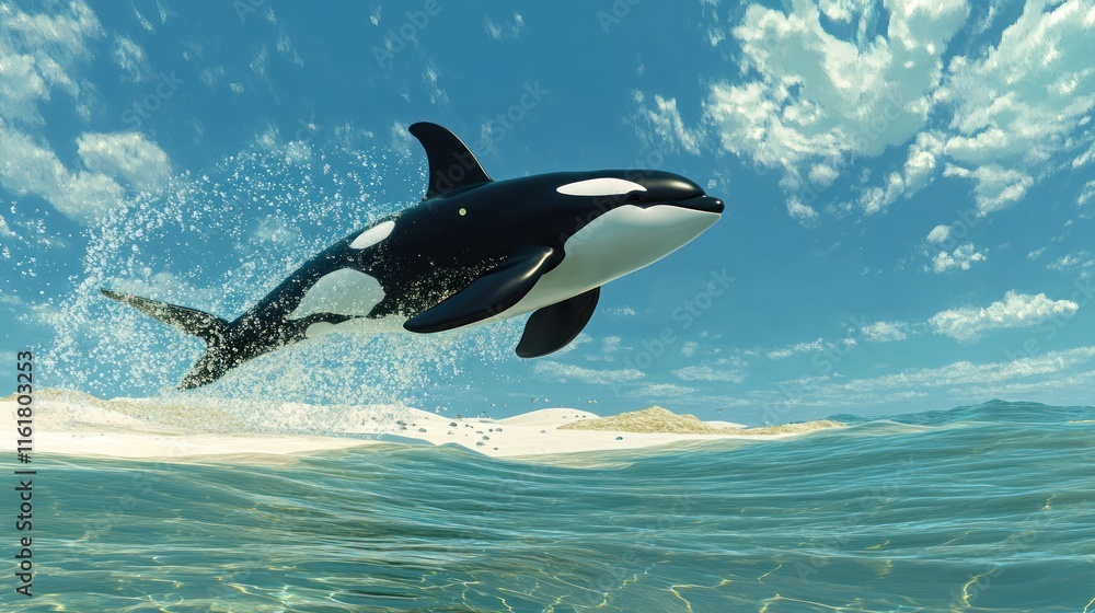 Obraz premium Orca Leaping: A Majestic Moment of Oceanic Grace