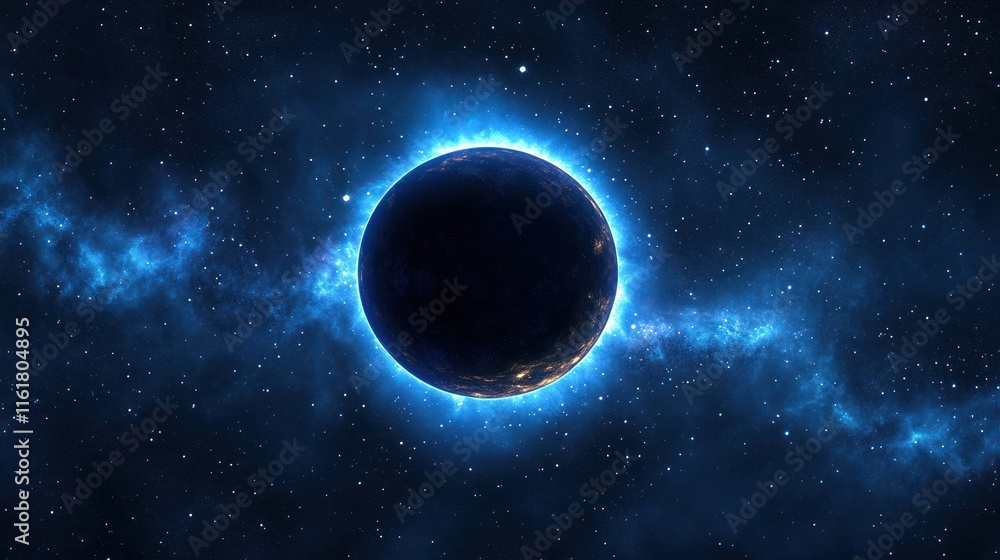 Obraz premium Celestial Orb: A Cosmic Symphony in Blue