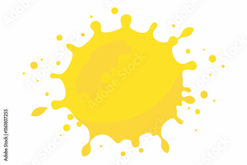 Lemon color paint splatter on white background
