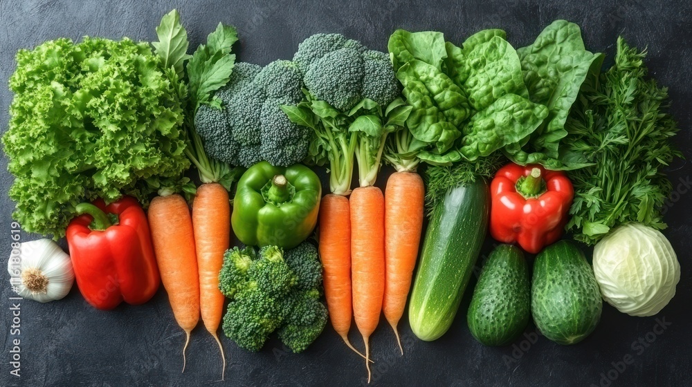 Fresh assorted vegetables on dark background. Fresh assorted vegetables on dark background.