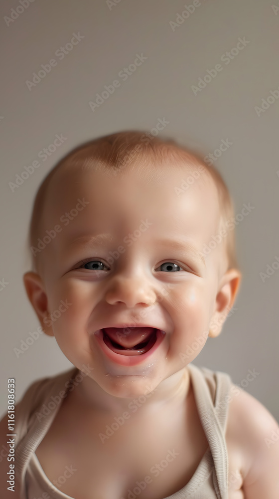 Joyful Caucasian baby boy smiling brightly with twinkling eyes in a cheerful portrait Joyful Caucasian baby boy smiling brightly with twinkling eyes in a cheerful portrait