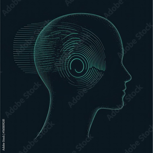 A graphic of a silhouette head with an ear and sound waves emanating, symbolizing the concept of listening  photo