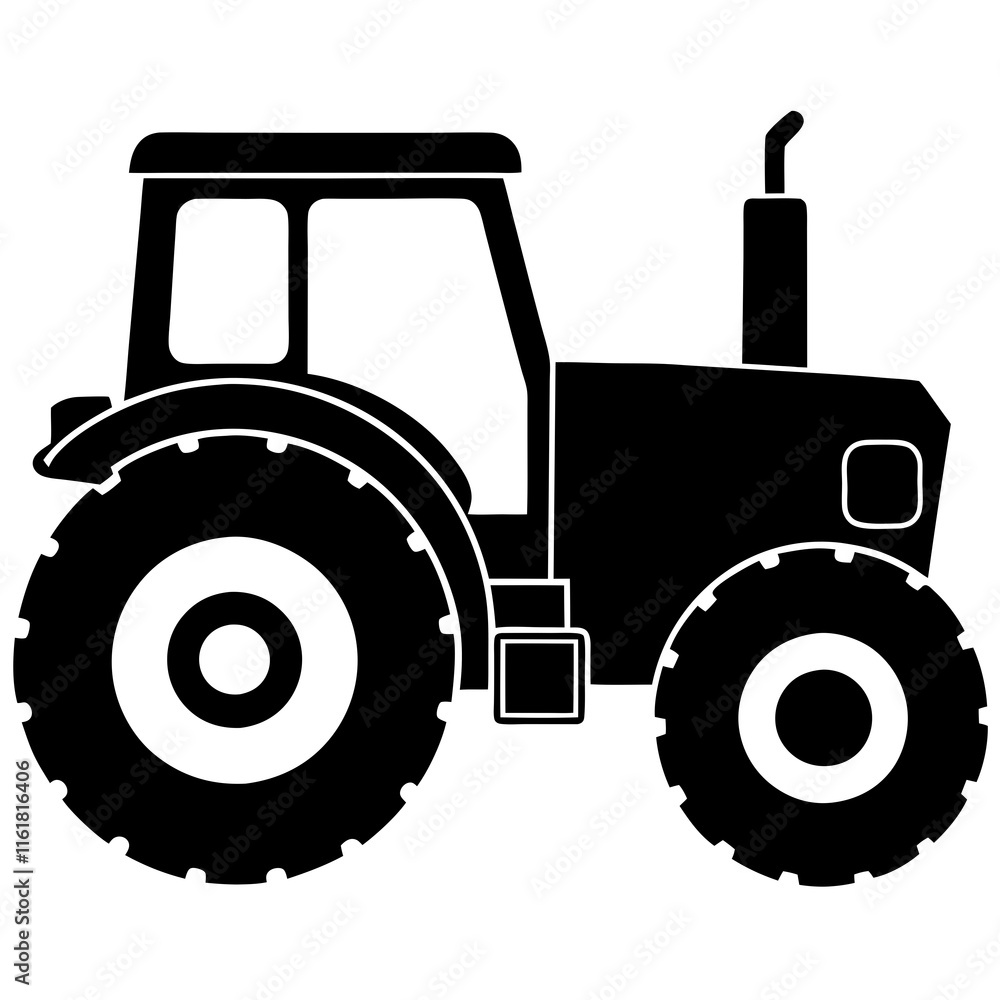 Obraz premium Tractor silhouette vector, tractor, farm, agriculture,
