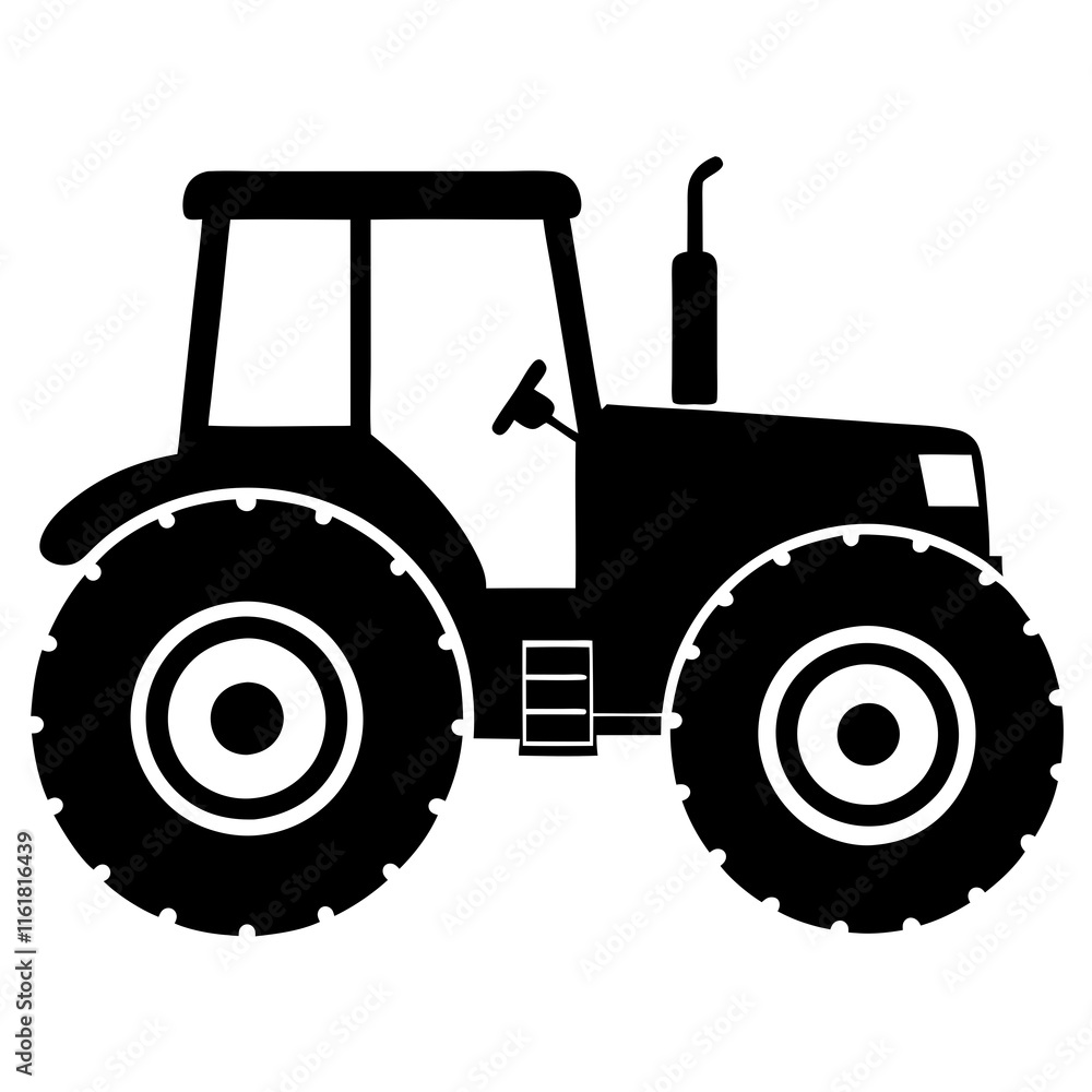 Obraz premium Tractor silhouette vector, tractor, farm, agriculture,