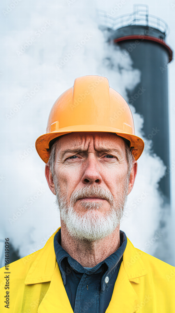 Professional close-up of industrial worker in factory setting safety first in urban environment Professional close-up of industrial worker in factory setting safety first in urban environment