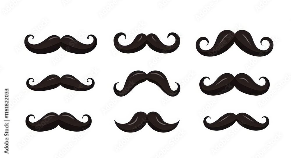 Mustache Collection Illustration with Various Stylish Mustache Designs for Fashion and Movember Themes Mustache Collection Illustration with Various Stylish Mustache Designs for Fashion and Movember Themes