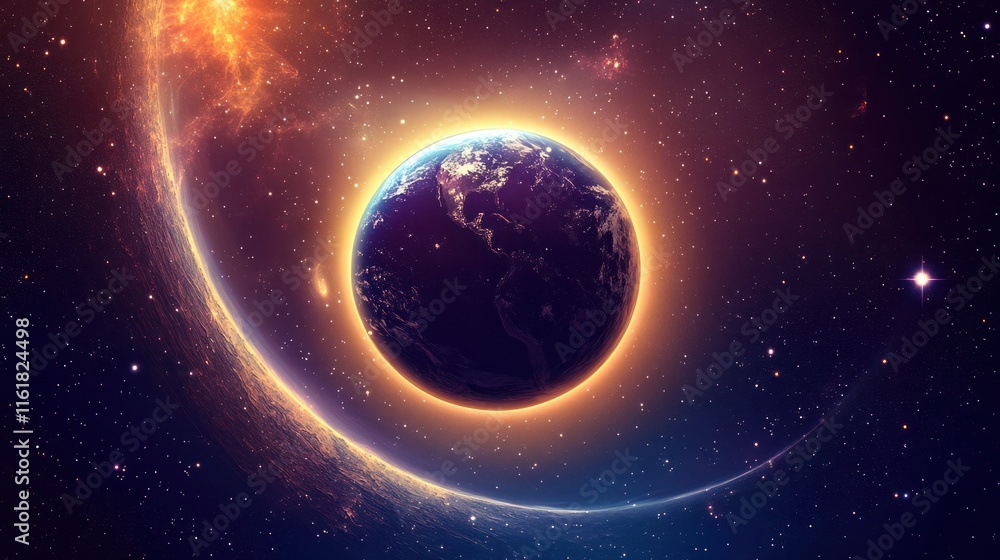 Fototapeta premium Earth's Radiant Glow: A Celestial Symphony