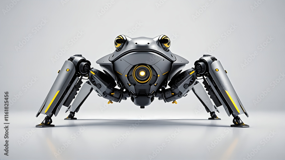 ultra-high-resolution of a robotic frog spaceship accurately proportioned and realistically rendered against a pure white background ultra-high-resolution of a robotic frog spaceship accurately proportioned and realistically rendered against a pure white background