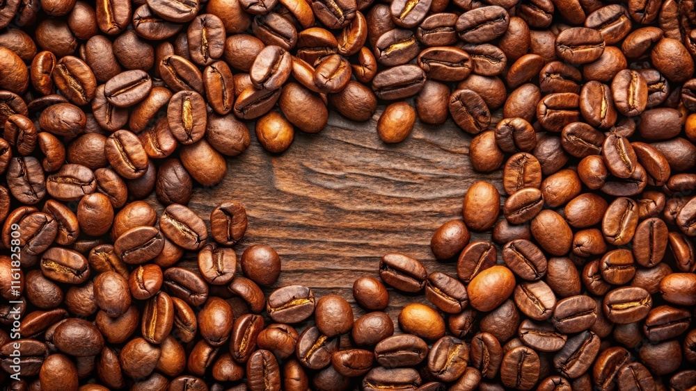 Fototapeta premium Close up of fresh coffee beans for background , coffee beans, fresh, close up, texture, brown, organic, natural, aroma