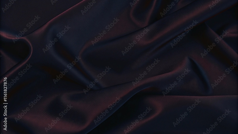 Obraz premium Dark red satin fabric drapes elegantly against a rich, dark background, showcasing its luxurious shine and texture.