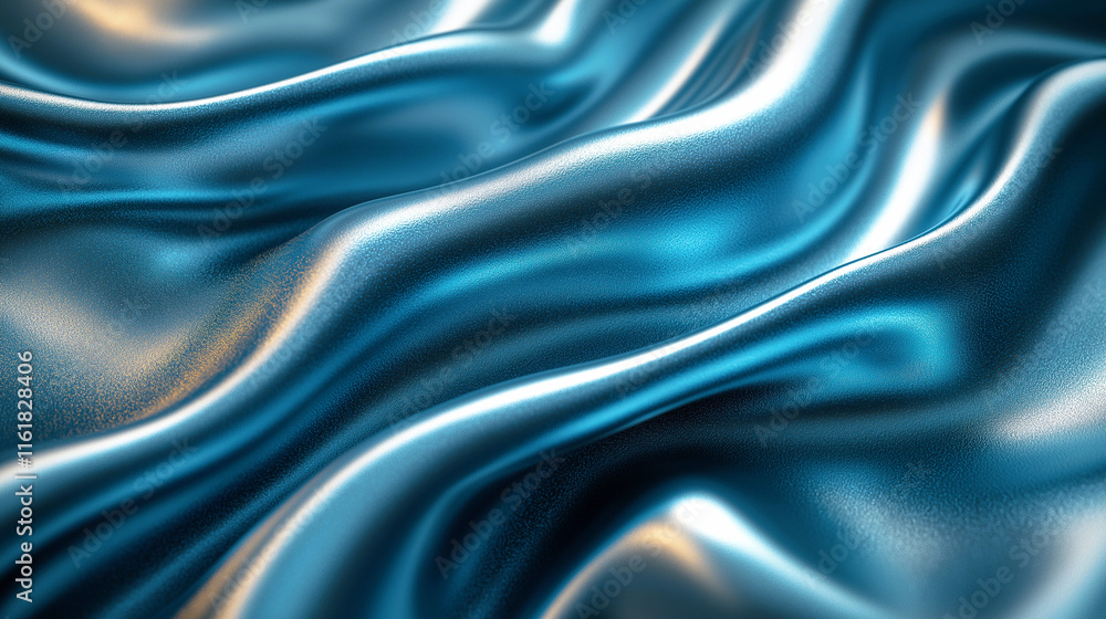 Fototapeta premium Detailed image of a vibrant teal silk fabric, highlighting its subtle sheen and soft folds.