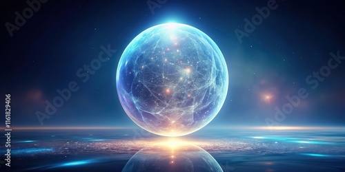 Ethereal glowing sphere suspended in mid-air, glowing orb, luminous sphere photo