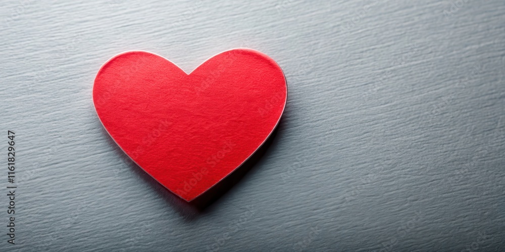 Heart-shaped sticker on a clean surface, love symbol, red heart Heart-shaped sticker on a clean surface, love symbol, red heart