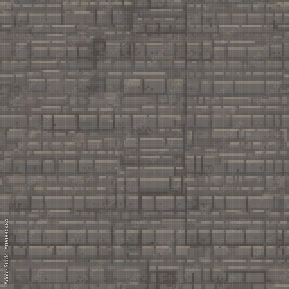 Pixel art depicting a stylish gray brick wall with unique patterns.