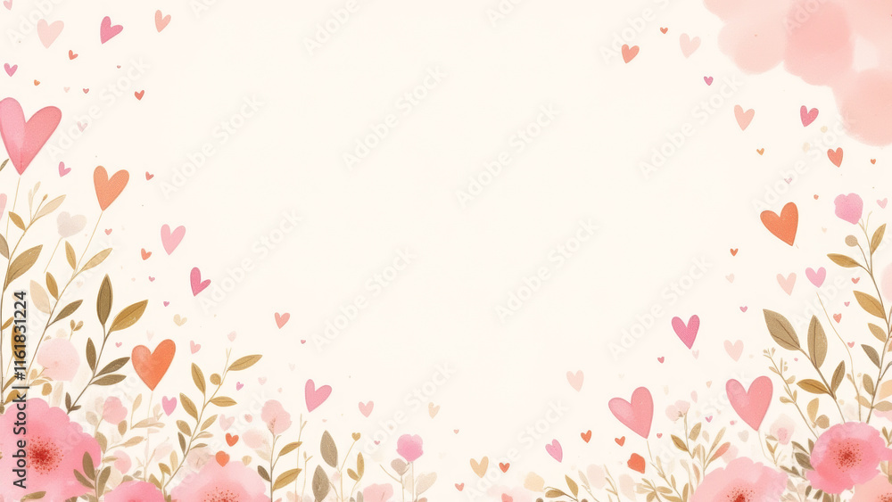 Illustration of a sweet and adorable love cute draw background featuring romantic doodles and kawaii details.